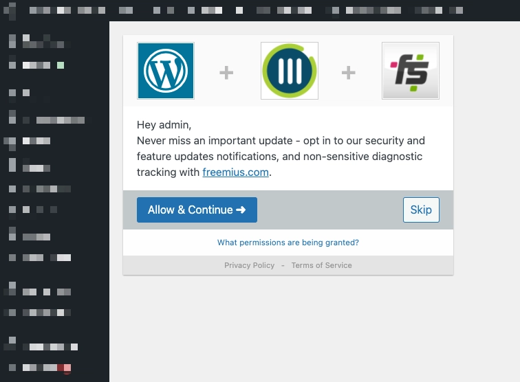 Ecrã de opt-in do Freemius no Menu Image